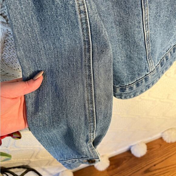 GAP FACTORY Light Wash Cotton Denim Jean Long Sleeve Zip Up Jacket Women XS 90s - Picture 7 of 9